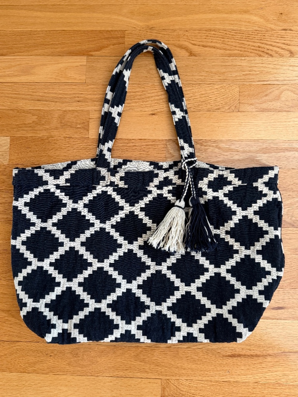 Madewell Cotton Fabric Tote Bag Blue and White